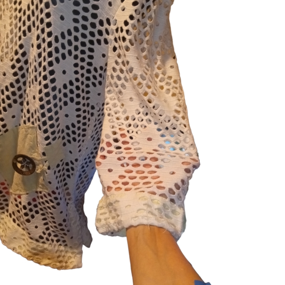 3/$15 Kaktus Open Weave Coverlet 3/4 Sleeve Tunic NEVER WORN - Picture 7 of 8